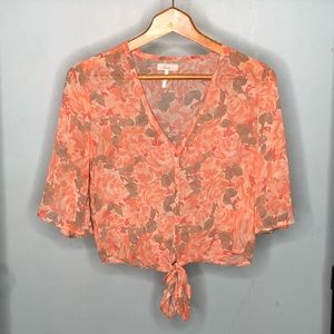 • Tie Front • Floral Print • Bell Sleeves